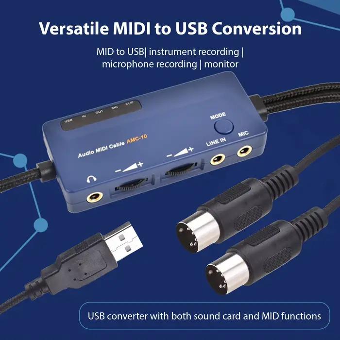 Câble adaptateur MIDI vers USB A DOREMiDi pour l'édition et l'enregistrement d'audio