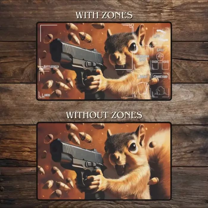 Tapis de jeu Squirrel Gun pour les fans de MTG, tapis de bureau amusant sur le thème de l'anime, tapis de jeu personnalisé pour jeux de cartes Magic, tapis de souris Meme, accessoires MTG, tapis de je