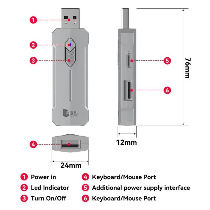 Convertisseur de souris de clavier de jeu de contrôleur Mobile 5 en 1 BT 5.3