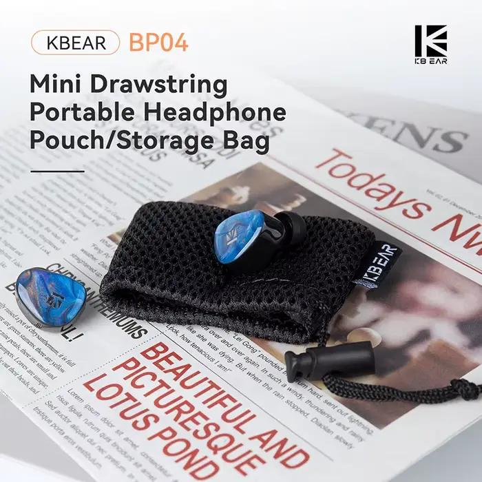 KBEAR BP04 Mini Pochette de rangement portable à cordon pour écouteurs