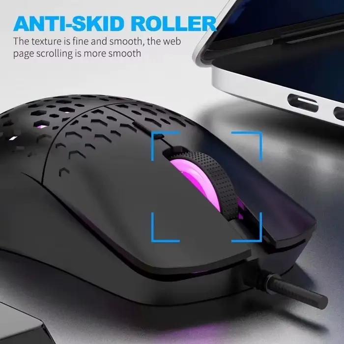 Souris Filaire RaiKu G701 6 Boutons Éclairage Coloré pour Jeux et Travail Bureau Occasions Spéciales Blanc Gris Noir