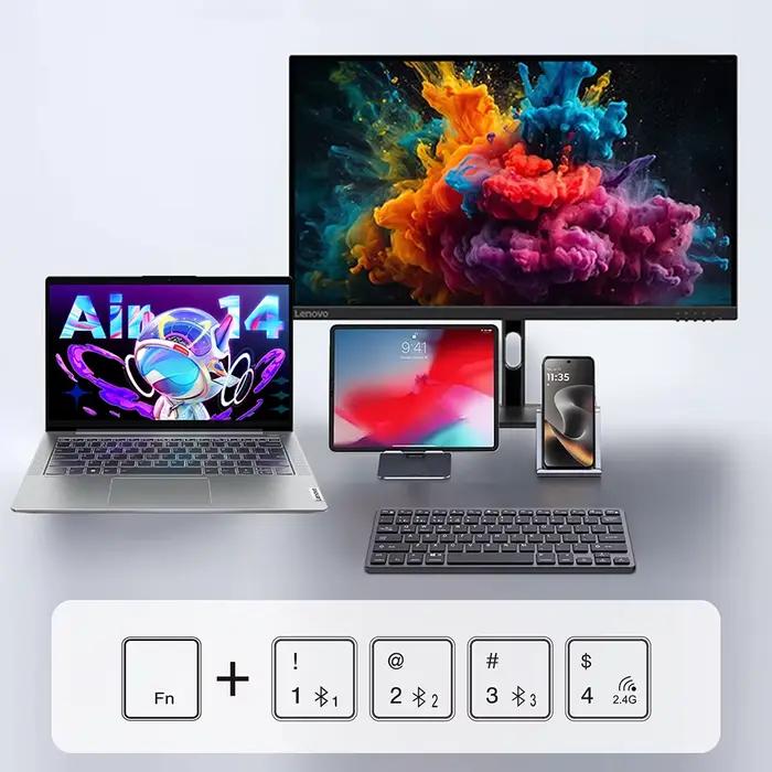 Clavier sans fil multi-appareils Lenovo M150K Bluetooth Slim Dual Mode 2.4G Windows macOS iOS Android pour ordinateur portable tablette téléphone