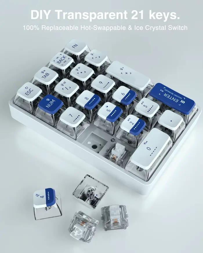 Clavier mécanique sans fil LEOBOG K21 Numpad 21 touches RGB 3 BT/2.4GHz/Type C filaire