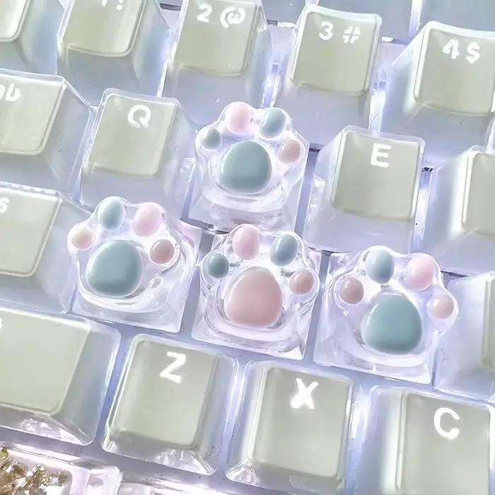 Clavier mécanique résine Keycap chat pattes Pad clair rétro-éclairé RGB WASD flèche ESC clé dessin animé mignon OEM XDA cerise profil Mx commutateur