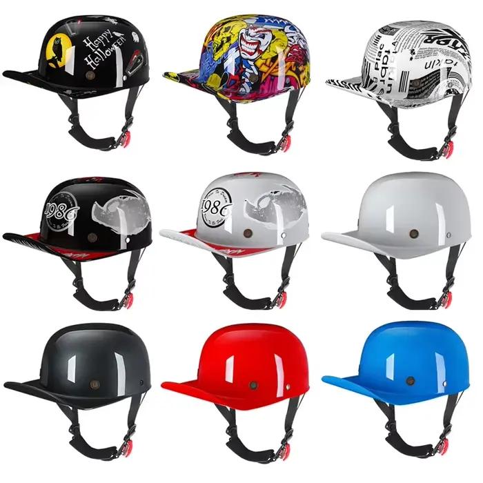 Casquette de baseball pour casque de moto Vintage, pour hommes et femmes, scooter pour enfants, demi-visage, chapeau quatre saisons, nouvelle collection 2023