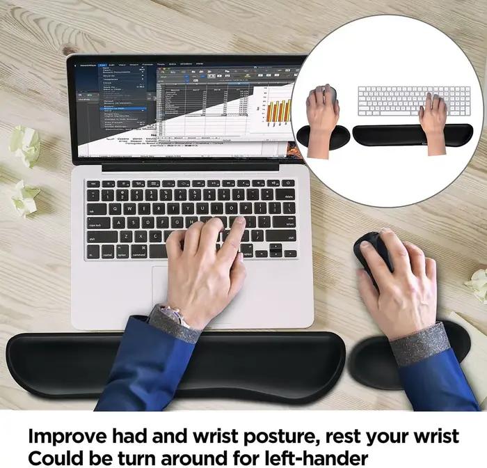Repose-poignets pour clavier et souris avec support de poignet en mousse à mémoire de forme