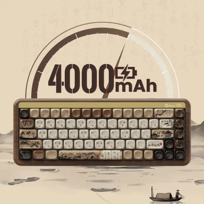 Akko MU01 Mountain Seclusion clavier mécanique en bois rvb échangeable à chaud BT 5.0/2.4G sans fil et type-c clavier de jeu filaire
