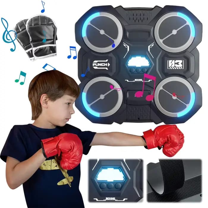 Machine de boxe musicale, entraîneur de boxe d'intérieur avec musique légère, perforateur de boxe, équipement de boxe pour enfants et adultes