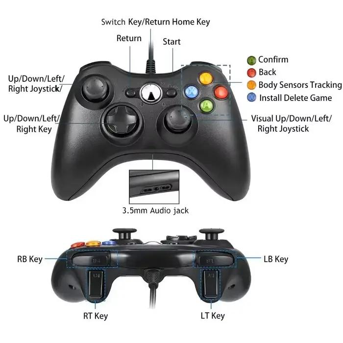 Manette de jeu pour Microsoft Xboxes 360 contrôleur filaire Joystick Joy Pad USB