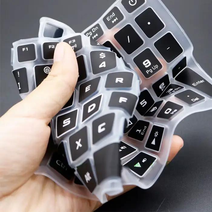 Housse de protection en silicone anti-poussière et imperméable pour clavier d'ordinateur portable, housse de clavier portable pour gamer et professionnel, protection élégante et hygiénique pour clavier d'ordinateur portable