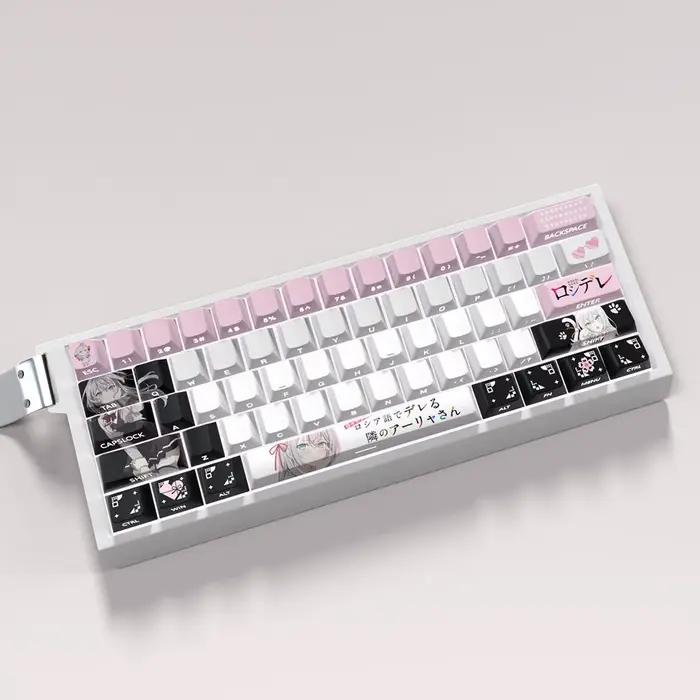 Anime Keycap PBT Cherry 74 touches côté gravé translucide clavier porte-clés Compatible avec 60 65 68