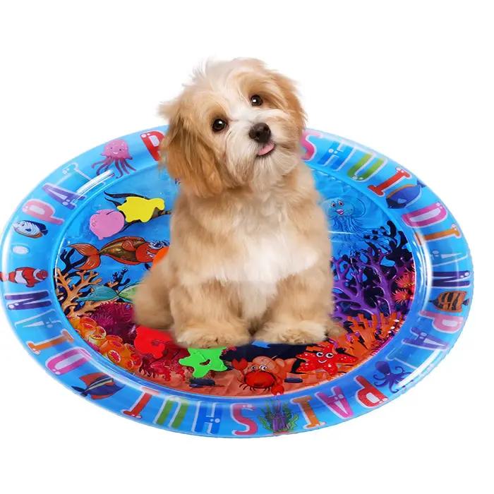 Tapis de jeu sensoriel d'eau tapis d'eau gonflable épaissi pour chat et chien tapis de jeu pour animaux de compagnie avec poisson mer océan thème jouet sensoriel eau