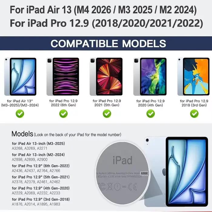 Clavier Magique pour iPad Air 13 (M4 2026/M3 2025/M2 2024) et Pro 12.9 (2018 3ème génération/2020 4ème génération/2021