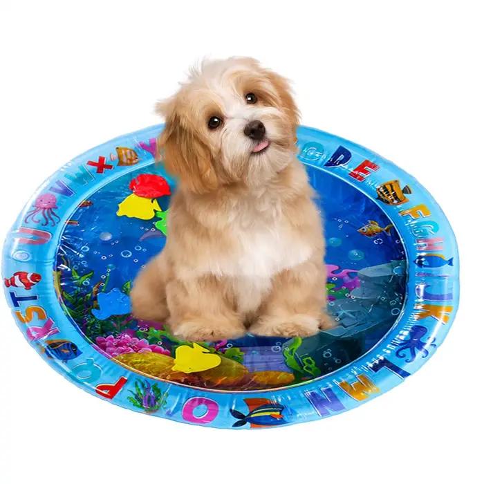 Tapis de jeu sensoriel d'eau tapis d'eau gonflable épaissi pour chat et chien tapis de jeu pour animaux de compagnie avec poisson mer océan thème jouet sensoriel eau