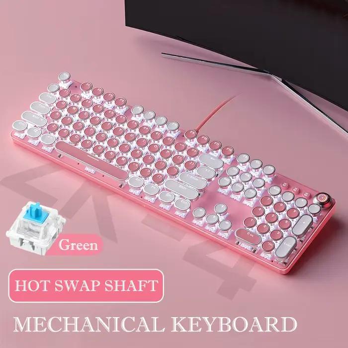 Keboard rose 104 touches disposition LED blanc rétro-éclairé