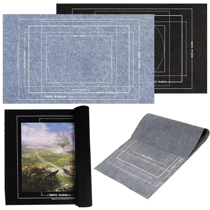 Tapis de rangement pour Puzzle, couverture de rangement en feutre, gris, noir, différentes tailles pour 1500/2000/3000 pièces, accessoires d'interaction Parent-enfant ZYF