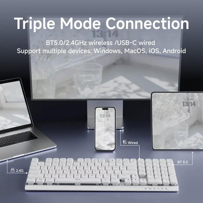 EWEADN Clavier de jeu mécanique sans fil à profil bas