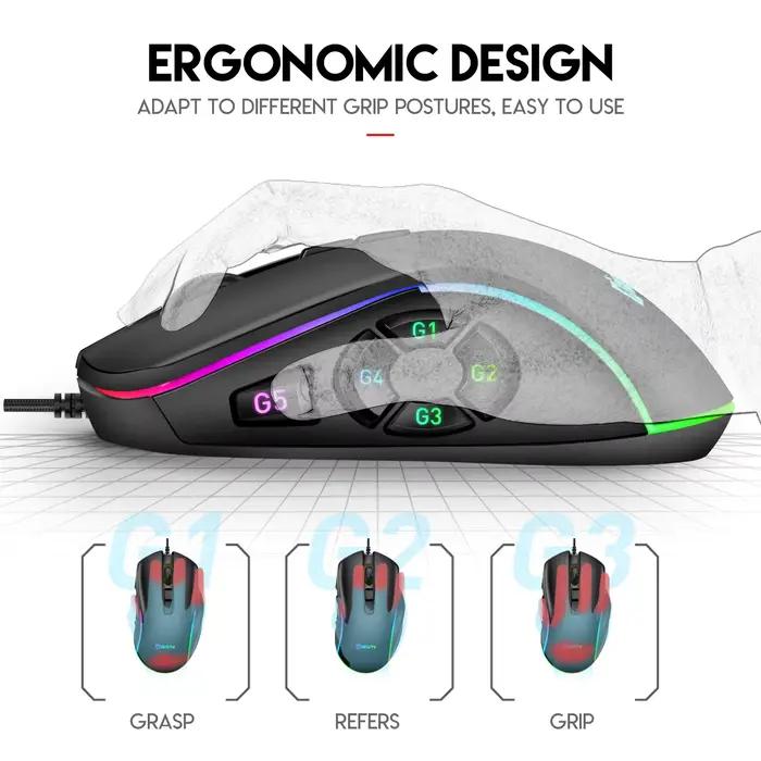 Souris de jeu filaire avec rétroéclairage rvb