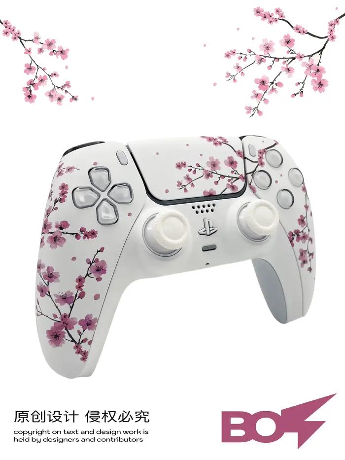 Couvercle de plaque frontale de coque de contrôleur Sakura PS5 rose avec pavé tactile