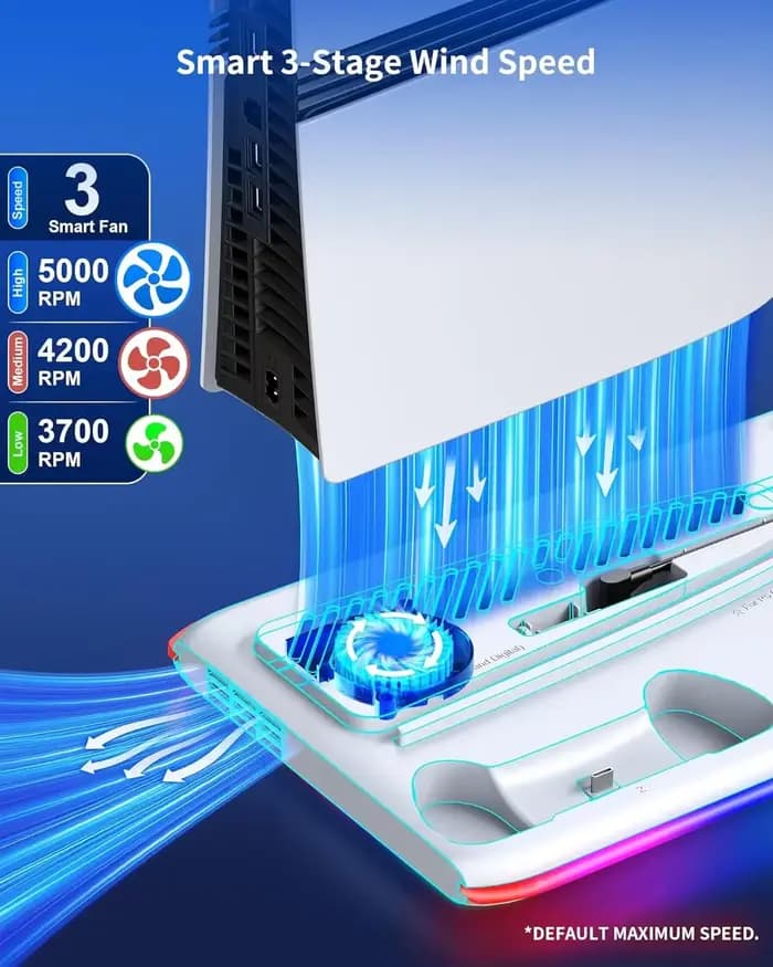 Support pour console Sony PS5 Playstation Play Station PS 5 Pro Slim avec ventilateur de refroidissement