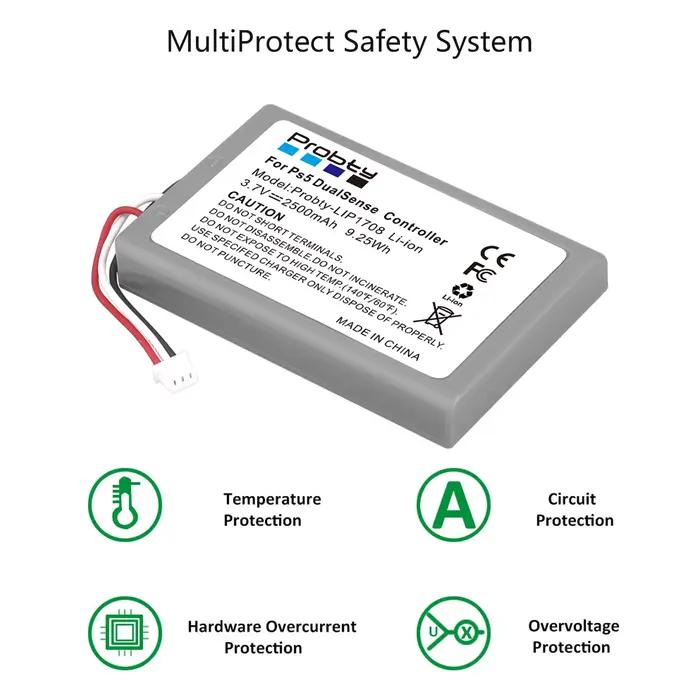 Batterie LIP1708 2500mAh pour contrôleur Sony PS5 lithium-ion avec protection sécurité pour gamer intensifs occasionnels et parties nocturnes
