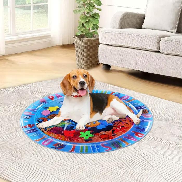 Tapis de jeu sensoriel d'eau tapis d'eau gonflable épaissi pour chat et chien tapis de jeu pour animaux de compagnie avec poisson mer océan thème jouet sensoriel eau