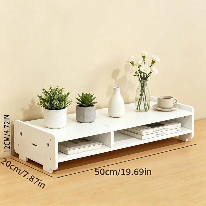 Support d'écran minimaliste avec compartiments de rangement, organiseur de bureau pour la maison et le bureau