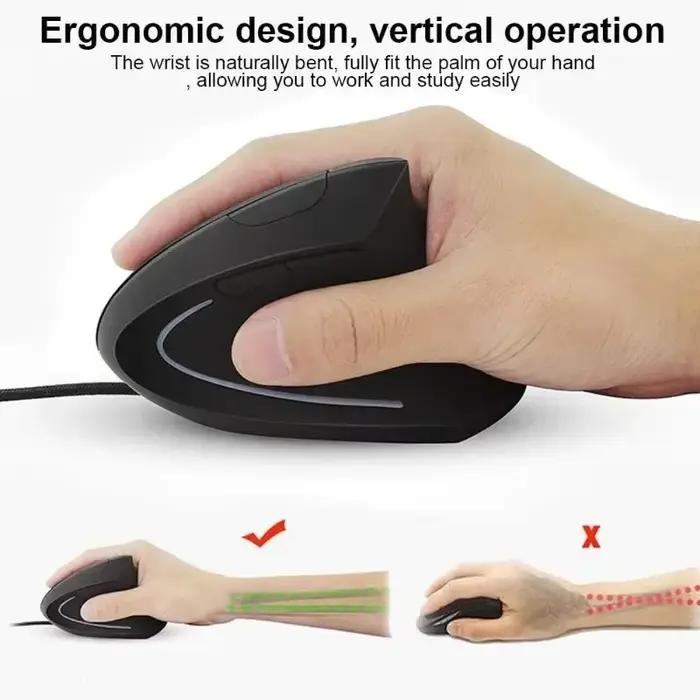 Souris optique verticale conception ergonomique 4 niveaux DPI réglable USB LED