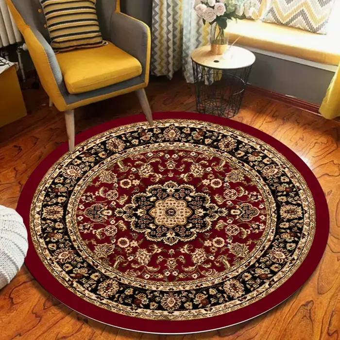 Tapis rond traditionnel oriental à motifs persans