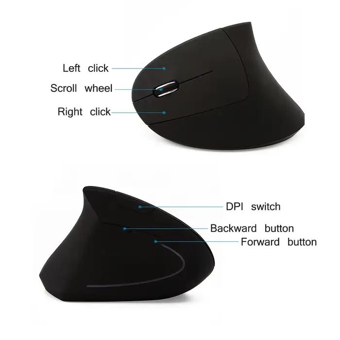 2.4G souris rose sans fil gaucher verticale ergonomique ordinateur de jeu Mause USB optique 1600 DPI 5D Gamer