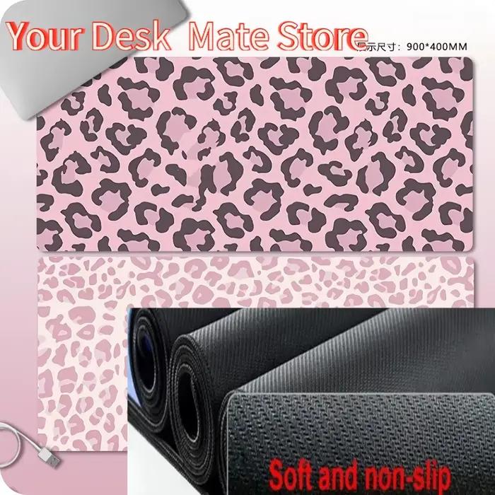 Tapis de souris imprimé léopard rose