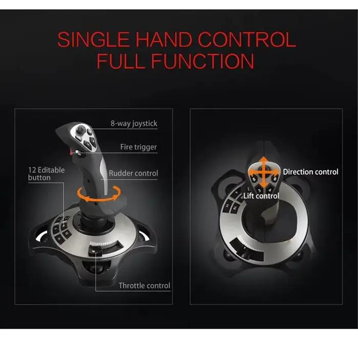 Contrôleur de joystick de simulateur de vol PXN 2113 Pro bâton de vol filaire USB vibration accélération pour Windows 7 8 10 11 gaming occasionnels amateurs de vol