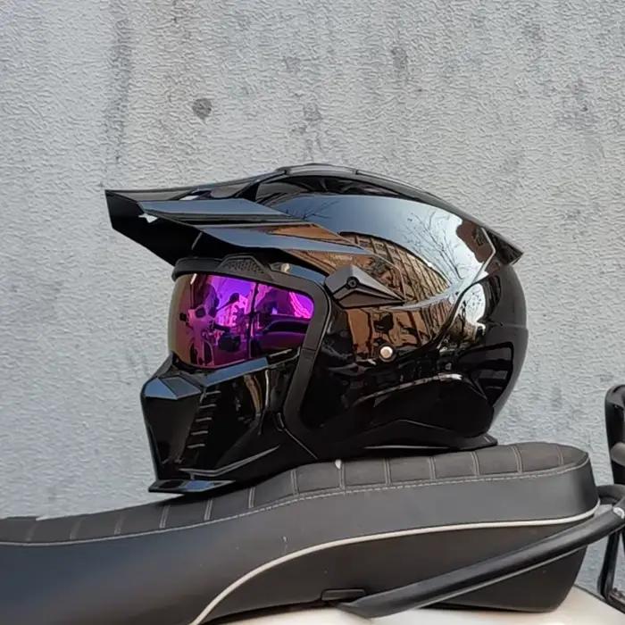 ORZ-Casque de moto intégral Street Fighter pour homme et femme, casque rétro, 4 saisons, poignées amovibles, point