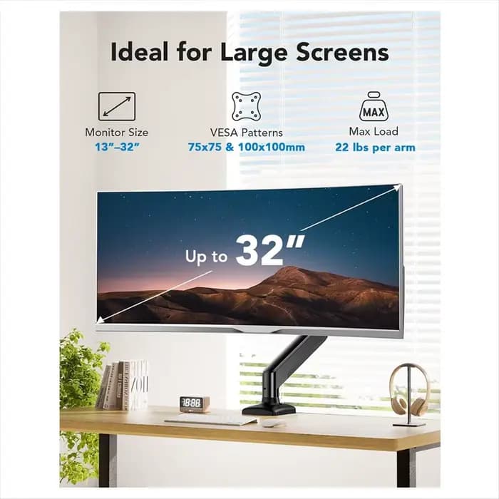 BaoBao- Support de moniteur unique pour écrans de 13 à 32 pouces jusqu'à 22 lb