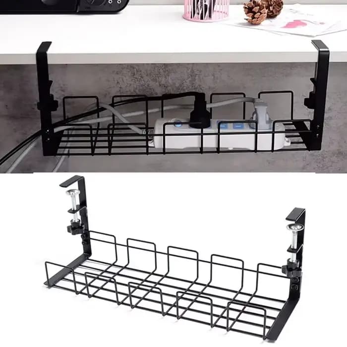 Rangement sous la table T1, gestion des câbles métalliques, fil de bureau à domicile, pas de poinçonnage, accessoires de rangement de cuisine