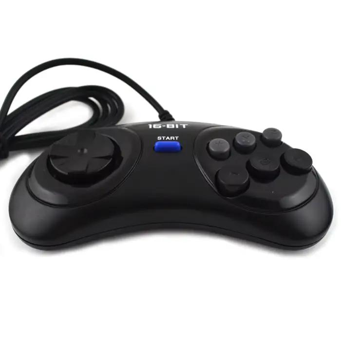 1-2 pièces contrôleur de manette de jeu noir pour Sega Mega Drive 9 broches 6 boutons manettes pour console de jeu vidéo