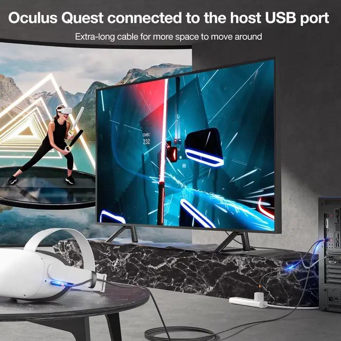 Câble de chargement de transfert de données 5Gbps USB3.0 vers type-c pour PSVR2 Oculus Quest 3 /2