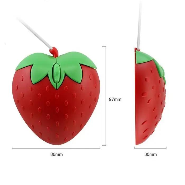 3D Mini mignon dessin animé fraise souris filaire USB