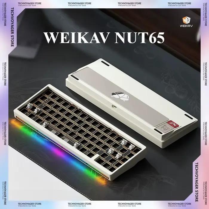 WEIKAV NUT65 Kits de clavier mécanique 68% disposition en alliage d'aluminium sans fil Tri-Mode Kit