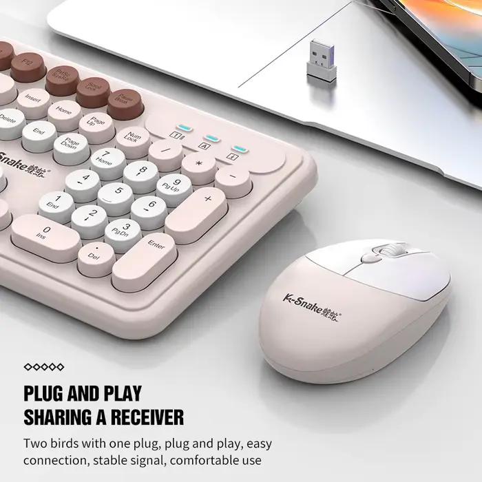 K-snake WK200 ensemble clavier et souris sans fil mignon Punk Keycap USB sans fil