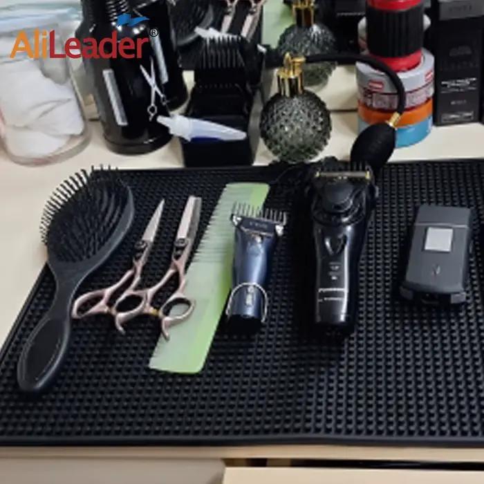 Tapis antidérapant pour salon de coiffure, tapis de protection en caoutchouc pour ciseaux, peignes, tondeuses et outils, tapis anti-déversement pour machine à café et comptoir de bar