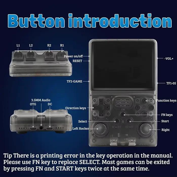 R40S Pro Console de jeu rétro système Linux de jeu portable 3.5 pouces écran IPS Mini Potable poche jeu vidéo Consola 256G jeu enfant