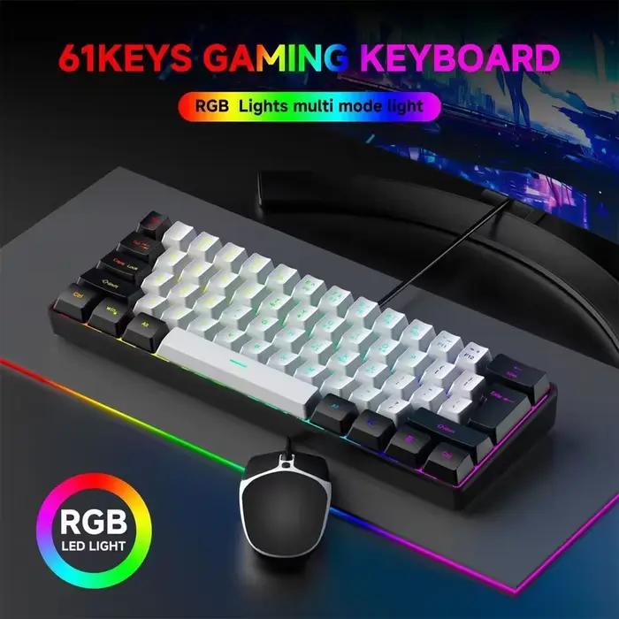 Clavier mécanique filaire pour jeux 60% avec rétroéclairage RGB