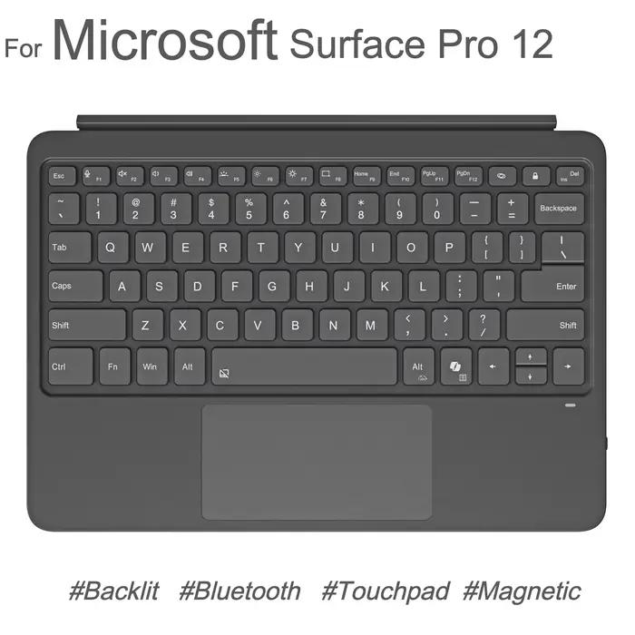 Clavier rétroéclairé pour Microsoft Surface Pro12 avec disposition arabe russe espagnol coréen Ukraine hébreu français portugais italien