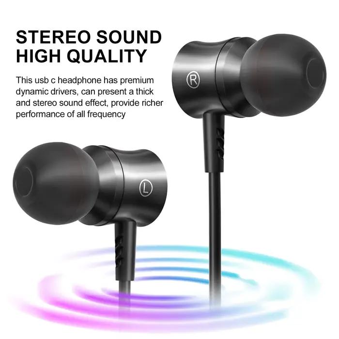 Écouteurs USB C Dolby Sound avec réduction du bruit Type C 3.5mm musique filaire