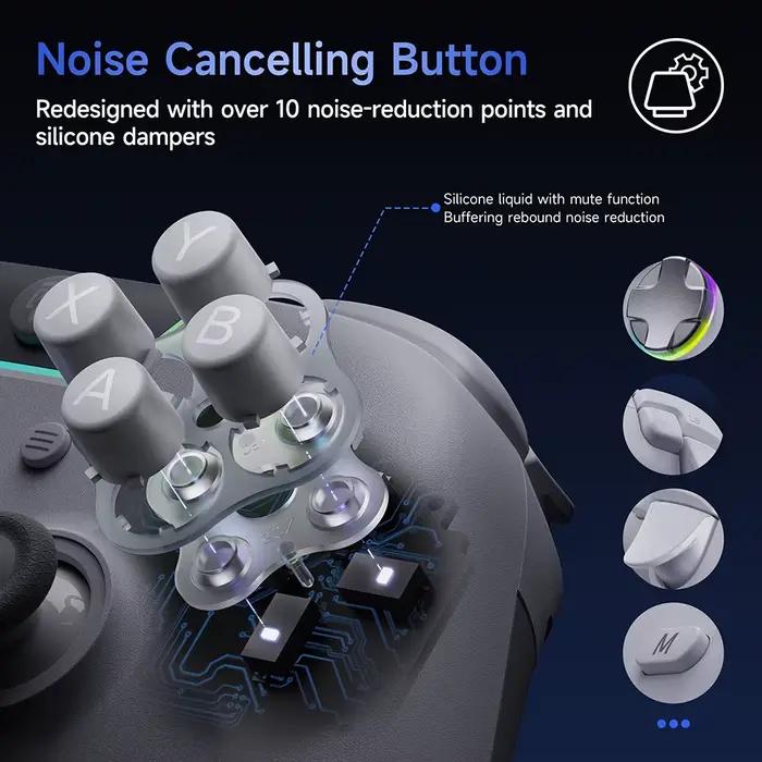 Manette sans fil EasySMX X05Pro avec station de charge, boutons silencieux, grande autonomie pour PC, Switch, iOS, Android et Steam