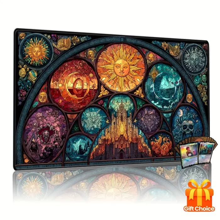 Tapis de jeu MTG style verre coloré à motif crâne