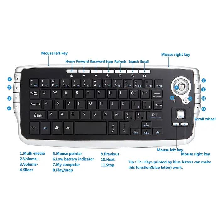 Clavier sans fil E30 avec trackball et souris