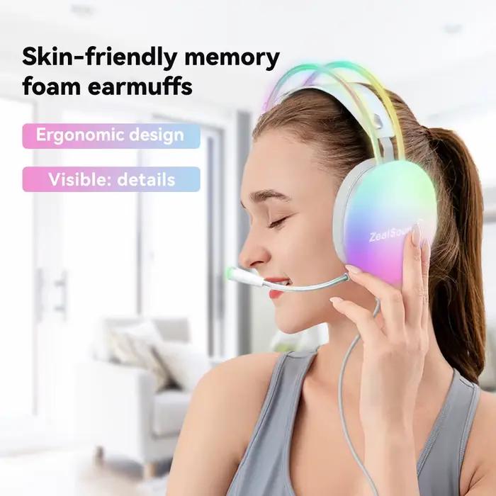 Haomuren RGB USB casque de jeu pour PC portable PS4 PS5