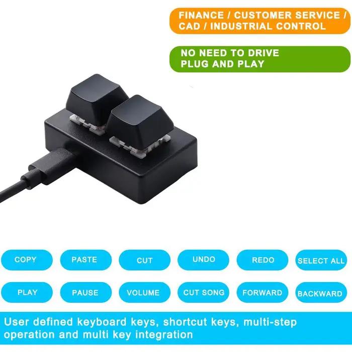 Mini clavier personnalisé filaire à 2 touches avec lumière RVB
